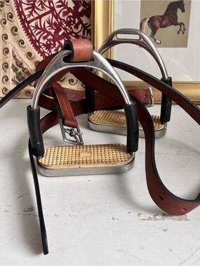 AJ Tack Jointed Flex Stirrup Irons and Henri De Rivel stirrup leather straps